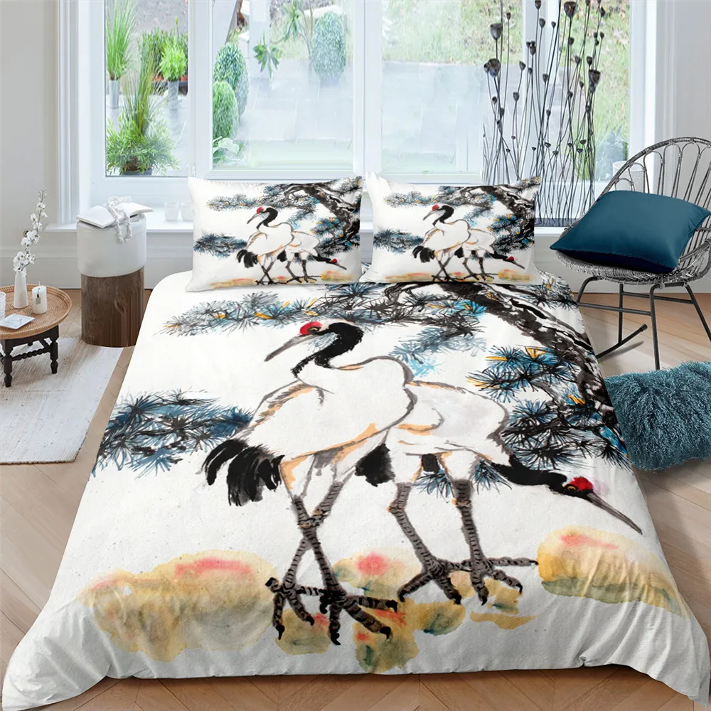 Chinese Ink Painting Style White Crane Duvet Cover Landscape Mountain River Painting Polyester King Queen Quilt Cover Pillowcase
Chinese Ink Painting Style White Crane Duvet Cover Landscape Mountain River Painting Polyester King Queen Quilt Cover Pillowcase