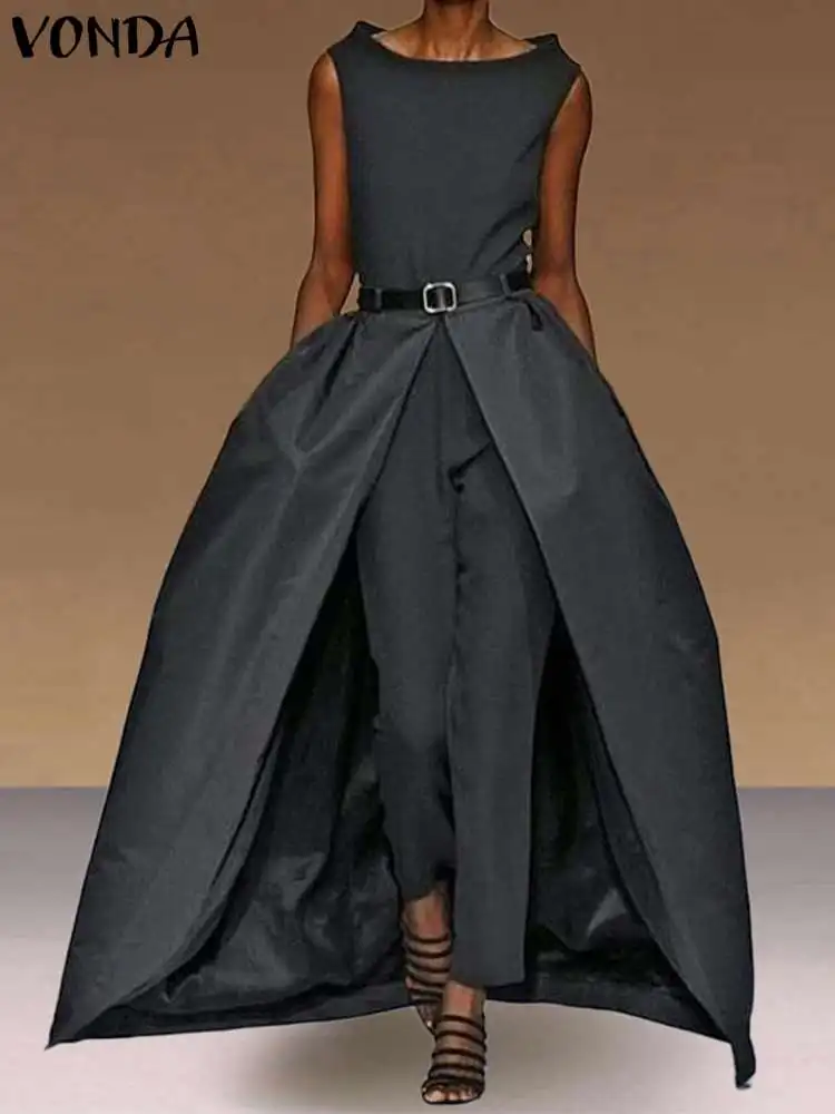 VONDA 2023 Summer Casual Thin Jumpsuits Women Overall Fashion Sleeveless Black Rompers Office Overalls Long Pants Oversized
VONDA 2023 Summer Casual Thin Jumpsuits Women Overall Fashion Sleeveless Black Rompers Office Overalls Long Pants Oversized