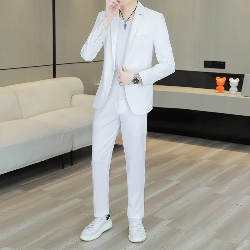 New (Blazer+ Pants) Fashion Gentleman British Style Casual Solid Color Micro Elastic Wedding Business Slimming Career 2-piece
New (Blazer+ Pants) Fashion Gentleman British Style Casual Solid Color Micro Elastic Wedding Business Slimming Career 2-piece