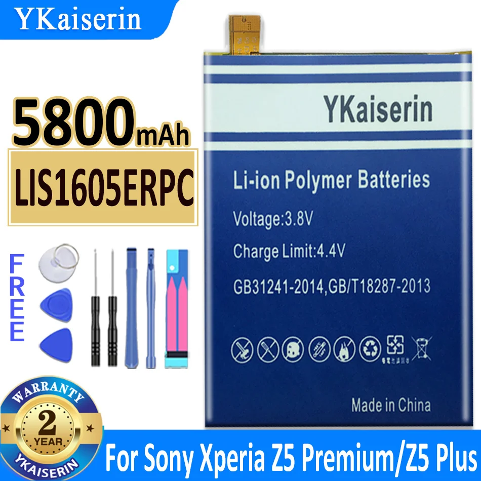 5800mAh YKaiserin Battery LIS1605ERPC for SONY Xperia Z5 Premium Z5P Dual E6883 E6853 Bateria + Free Tools
5800mAh YKaiserin Battery LIS1605ERPC for SONY Xperia Z5 Premium Z5P Dual E6883 E6853 Bateria + Free Tools