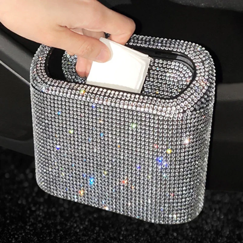 Luxury Bling Rhinestone Car Trash Bin Hanging Garbage Dust Case Storage Box Pressing Type Trash Can Auto Interior Accessories
Luxury Bling Rhinestone Car Trash Bin Hanging Garbage Dust Case Storage Box Pressing Type Trash Can Auto Interior Accessories