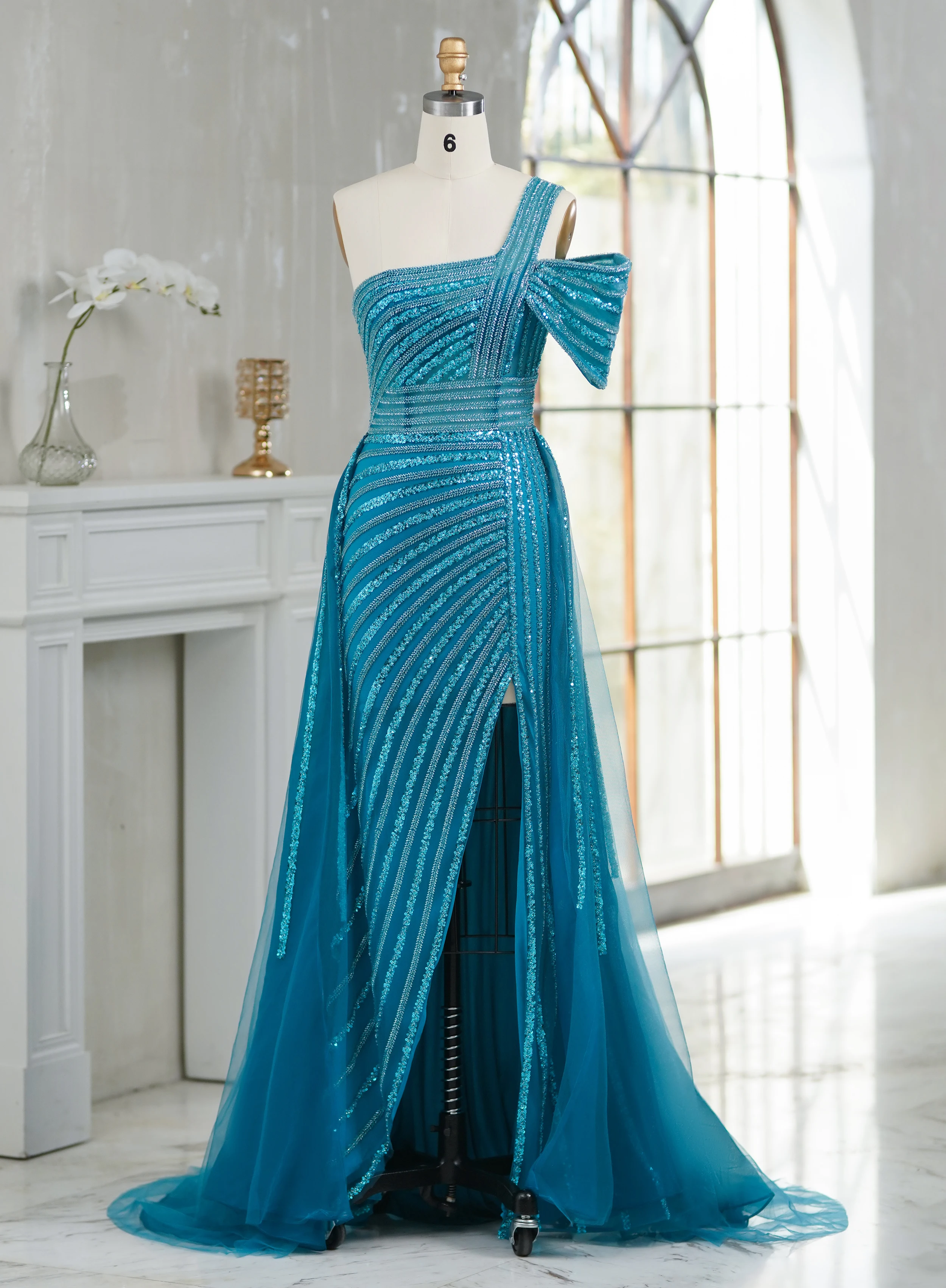 Linyang Lake Blue Luxury One Shoulder Prom Dress Floor Length With High Split Beaded Elegant Evening Party Dress For Women 2023
Linyang Lake Blue Luxury One Shoulder Prom Dress Floor Length With High Split Beaded Elegant Evening Party Dress For Women 2023