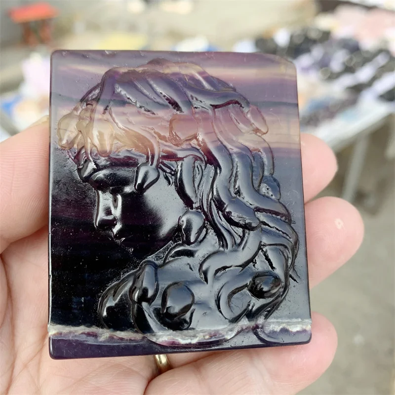 Natural Rainbow Fluorite Crystal Hand Carved Medusa Sculpture Reiki Healing Gemstone Crafts For Halloween Decor Gift 1pcs
Natural Rainbow Fluorite Crystal Hand Carved Medusa Sculpture Reiki Healing Gemstone Crafts For Halloween Decor Gift 1pcs