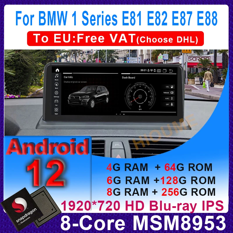 10.25" / 12.5" Snapdragon Android 12 8G+256G Car Multimedia Player GPS Navigation for BMW 1 Series 120i E81 E82 E87 E88 CarPlay
10.25" / 12.5" Snapdragon Android 12 8G+256G Car Multimedia Player GPS Navigation for BMW 1 Series 120i E81 E82 E87 E88 CarPlay