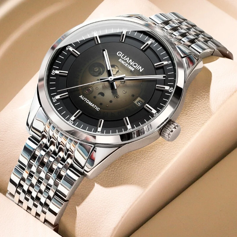 

GUANQIN 2024 New Mechanical Watch for Man precision Steel Calendar Waterproof Luminous Mens Watch Reloj para hombre GJ16284