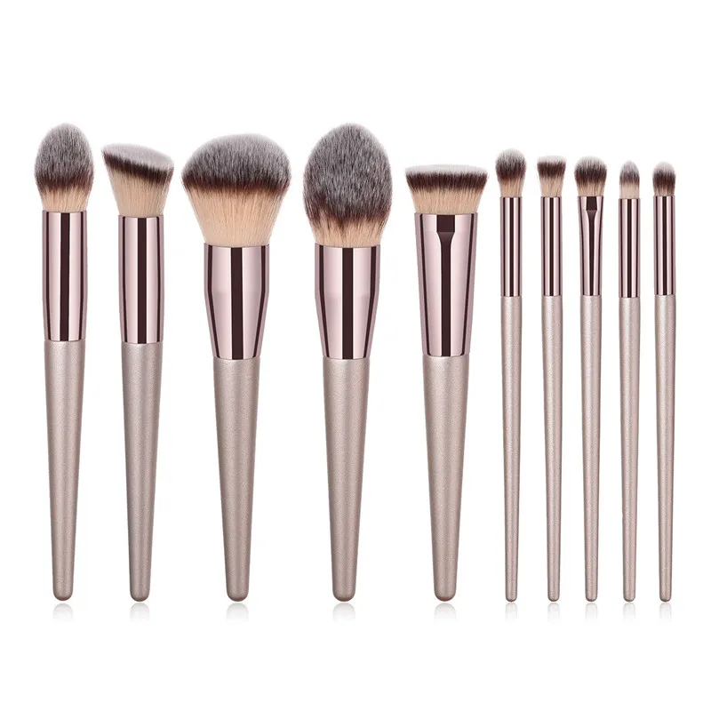 

Makeup Brushes Set 4-10pcs For Cosmetic Foundation Powder Blush Eyeshadow Kabuki Blending Make Up Brush Beauty Tool Champagne