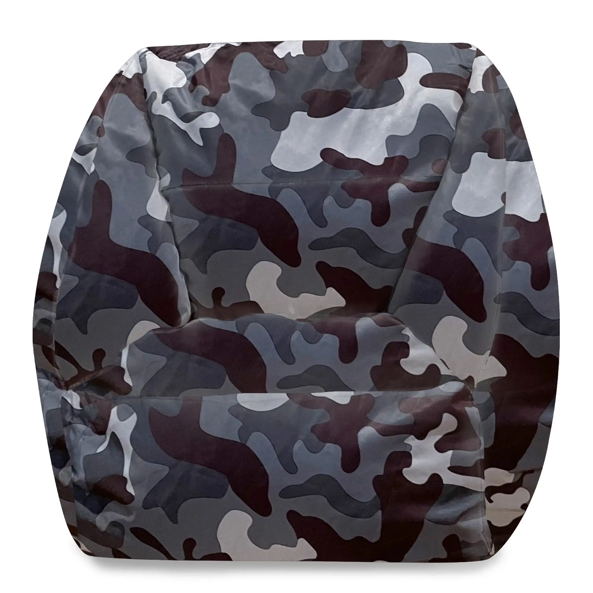 

Comfy Bean Bag Chair, Nylon Lazy Floor Sofa for Living Room Bedroom Fluffy Couch w/ Filling - Camo Dark and Black Gray