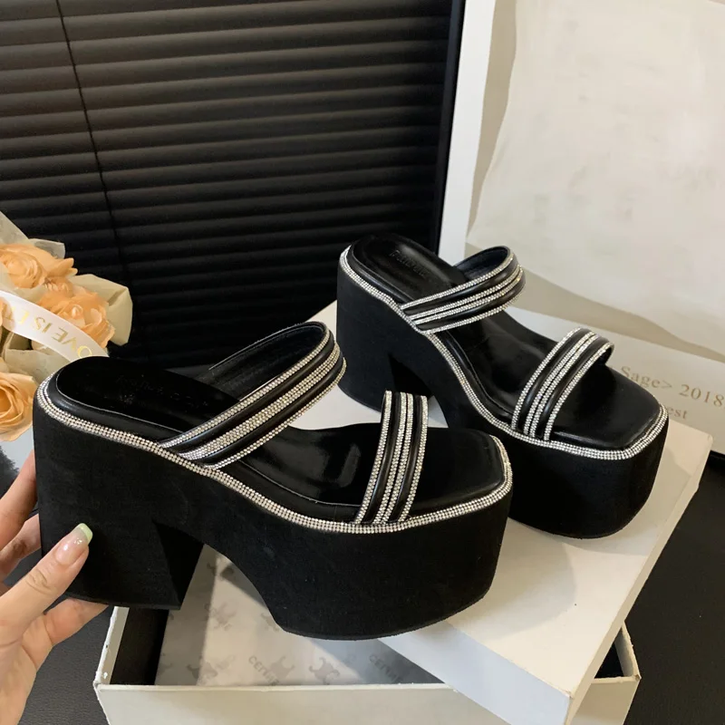 10cm Chunky Heels Slippers Womens Platform Sandals Black Shoes For Ladies Summer High Heels Zapatos De Plataforma Para Mujer
10cm Chunky Heels Slippers Womens Platform Sandals Black Shoes For Ladies Summer High Heels Zapatos De Plataforma Para Mujer