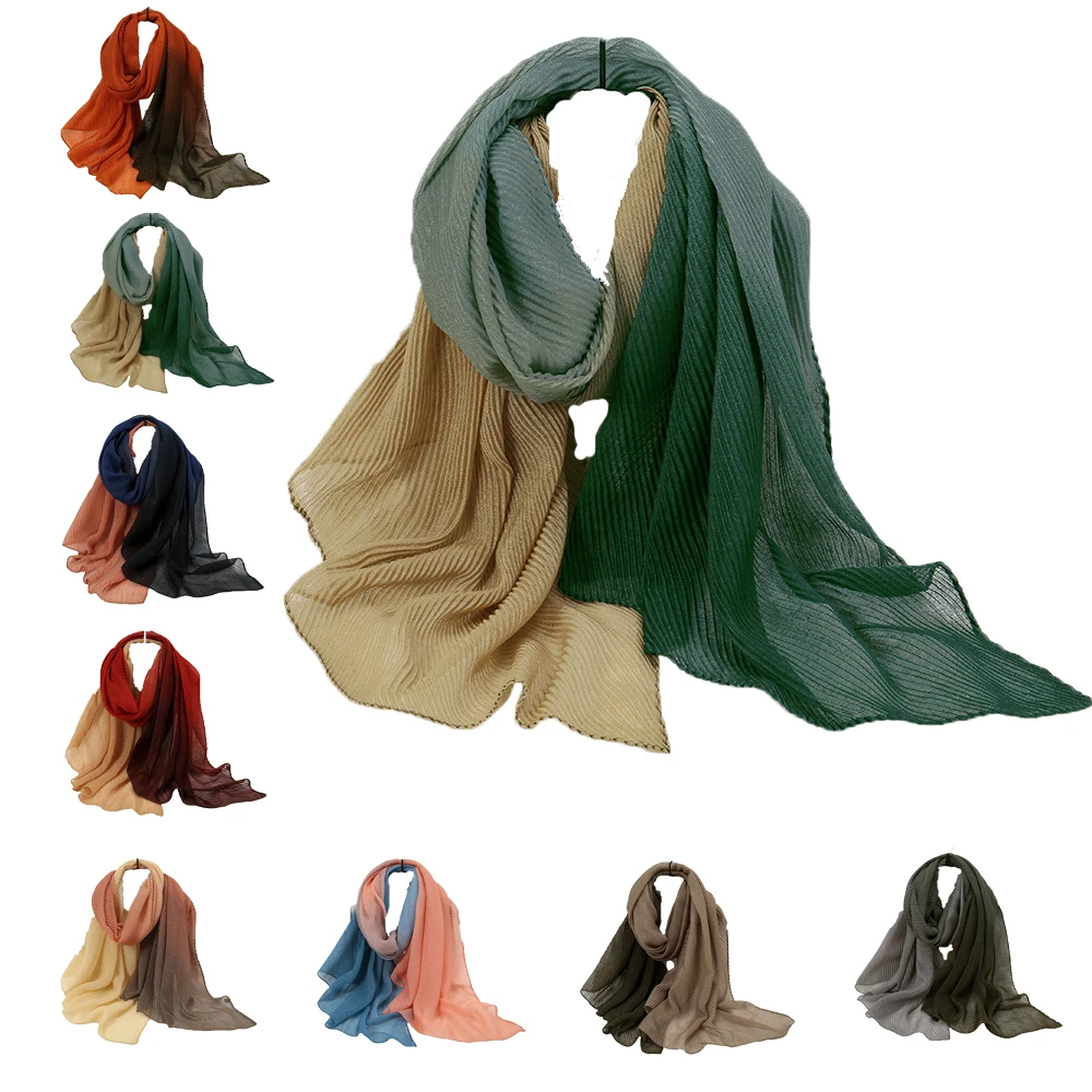 2023 Fashion Women Ombre Pleated Wrinkle Viscose Shawl Long Scarf Headband Wrap Pashmina Sjaal Muslim Hijab Turban Scarves Stole
2023 Fashion Women Ombre Pleated Wrinkle Viscose Shawl Long Scarf Headband Wrap Pashmina Sjaal Muslim Hijab Turban Scarves Stole