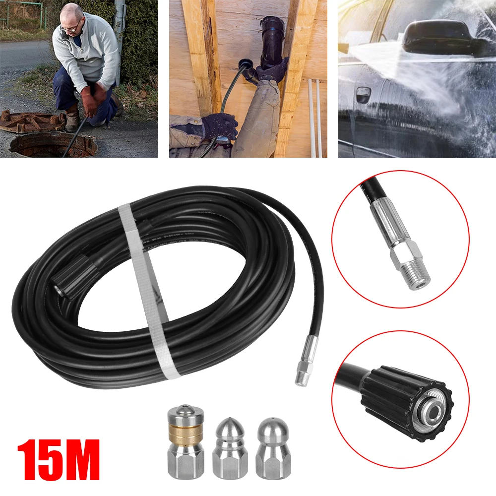 For High Pressure Washer 15M 5800PSI Daily Sewer Jetter Kit High Pressure Washer Hose Car Cleaning Extension Hose Pipe
For High Pressure Washer 15M 5800PSI Daily Sewer Jetter Kit High Pressure Washer Hose Car Cleaning Extension Hose Pipe