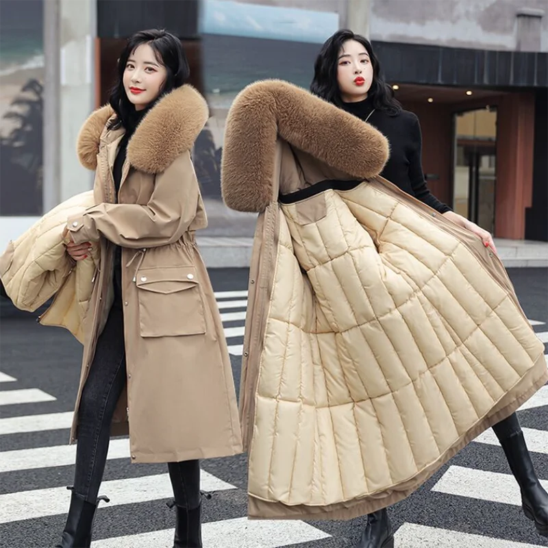 

Parker Hooded Down Cotton-Padded Jacket Jackets Women Overcoat New Winter Korean Thick Slim Detachable Liner Warm Windbreaker