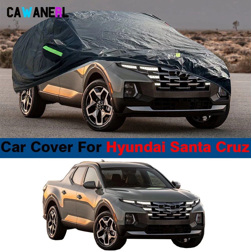 

Black Car Cover For Hyundai Santa Cruz Pickup 2021-2025 Waterproof Truck Outdoor Anti-UV Sun Snow Rain Ice Wind Protection Cover