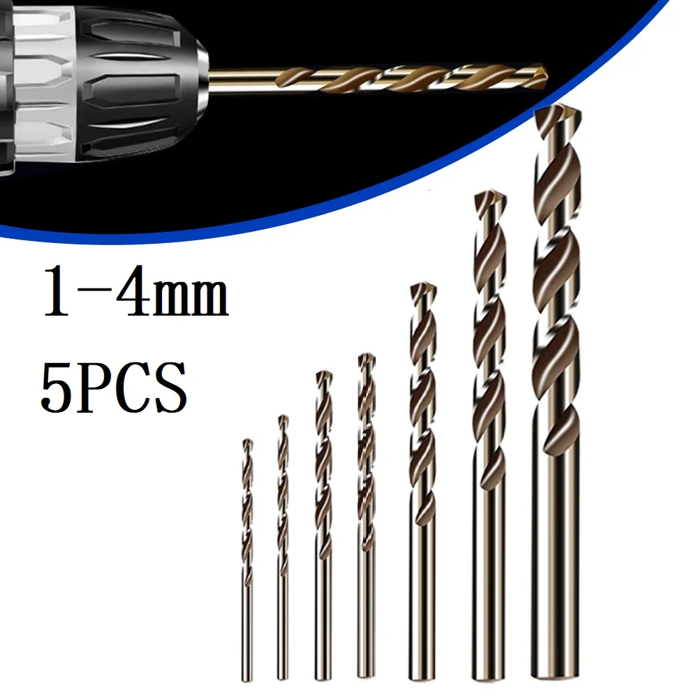 

5pcs M35 Cobalt Metal Drill Straight Shank Twist-Drill Bit Set HSS-Co Hole Opener Tool 1-4mm For Steel Metal Iron Woodworking