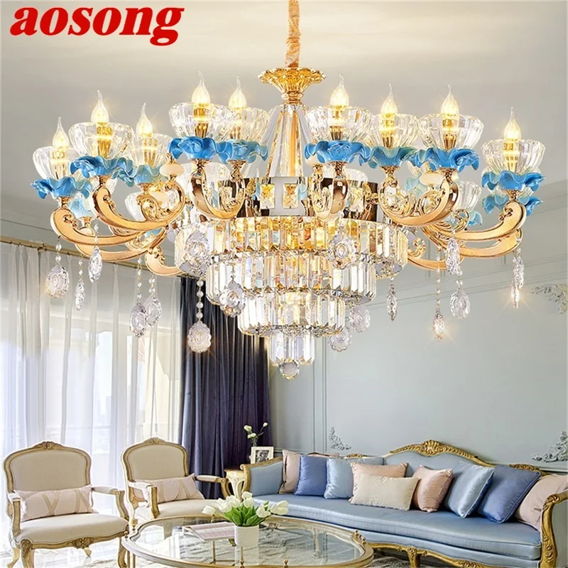 

AOSONG Nordic Modern Chandelier Creative Luxury Crystal LED Candle Pendant Lamp for Home Decor Living Room Hotel Lobby Fixtures