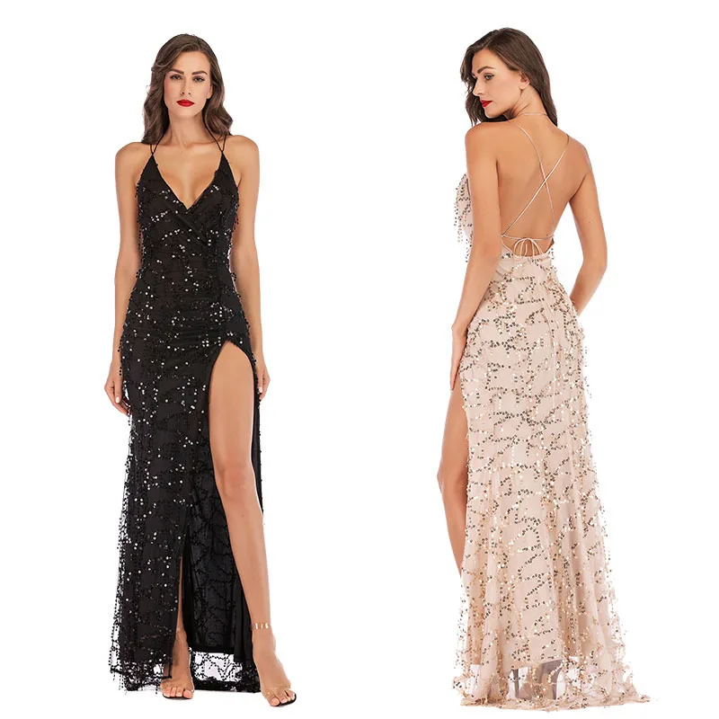 Summer Sequin Dress Fringed High Fork Suspender Dress Pullover Waist Sexy Dress European And American Style
Summer Sequin Dress Fringed High Fork Suspender Dress Pullover Waist Sexy Dress European And American Style