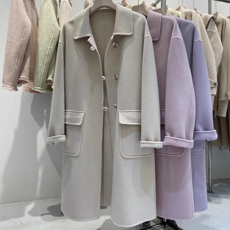 RosEvans Double-sided Wool Cashmere Coat Women Winter New Pink Coat Female Fashion Single-breasted Long Loose Wool Coat Women
RosEvans Double-sided Wool Cashmere Coat Women Winter New Pink Coat Female Fashion Single-breasted Long Loose Wool Coat Women