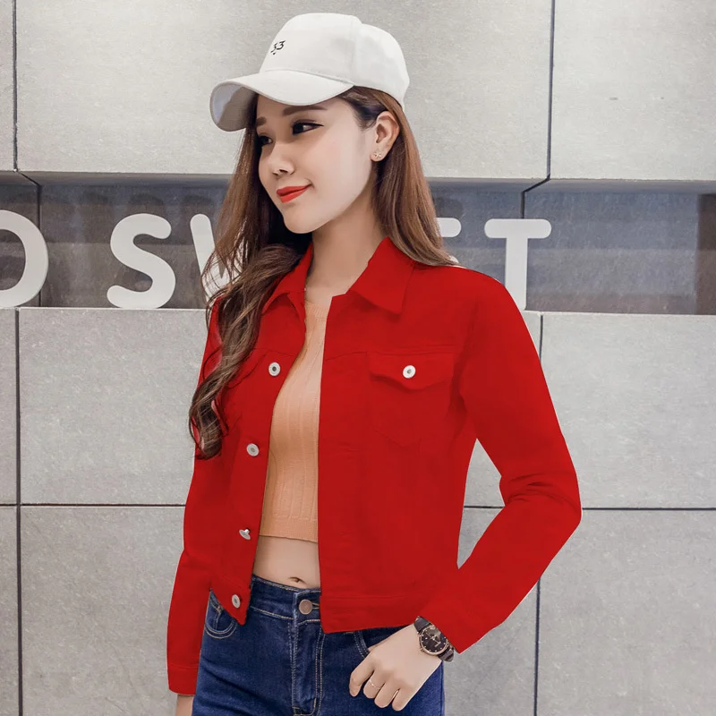 Spring Autumn Candy Colors Streetwear Women Short Denim Jacket Chic Jean Coat Lady Pink White Slim Small Outerwear Female Tops
Spring Autumn Candy Colors Streetwear Women Short Denim Jacket Chic Jean Coat Lady Pink White Slim Small Outerwear Female Tops