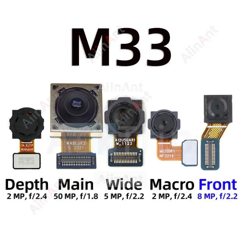 

Aiinant Macro Depth Wide Main Small Front Selfie Back Rear Camera Flex Cable For Samsung Galaxy M33 4G 5G M336B M336U