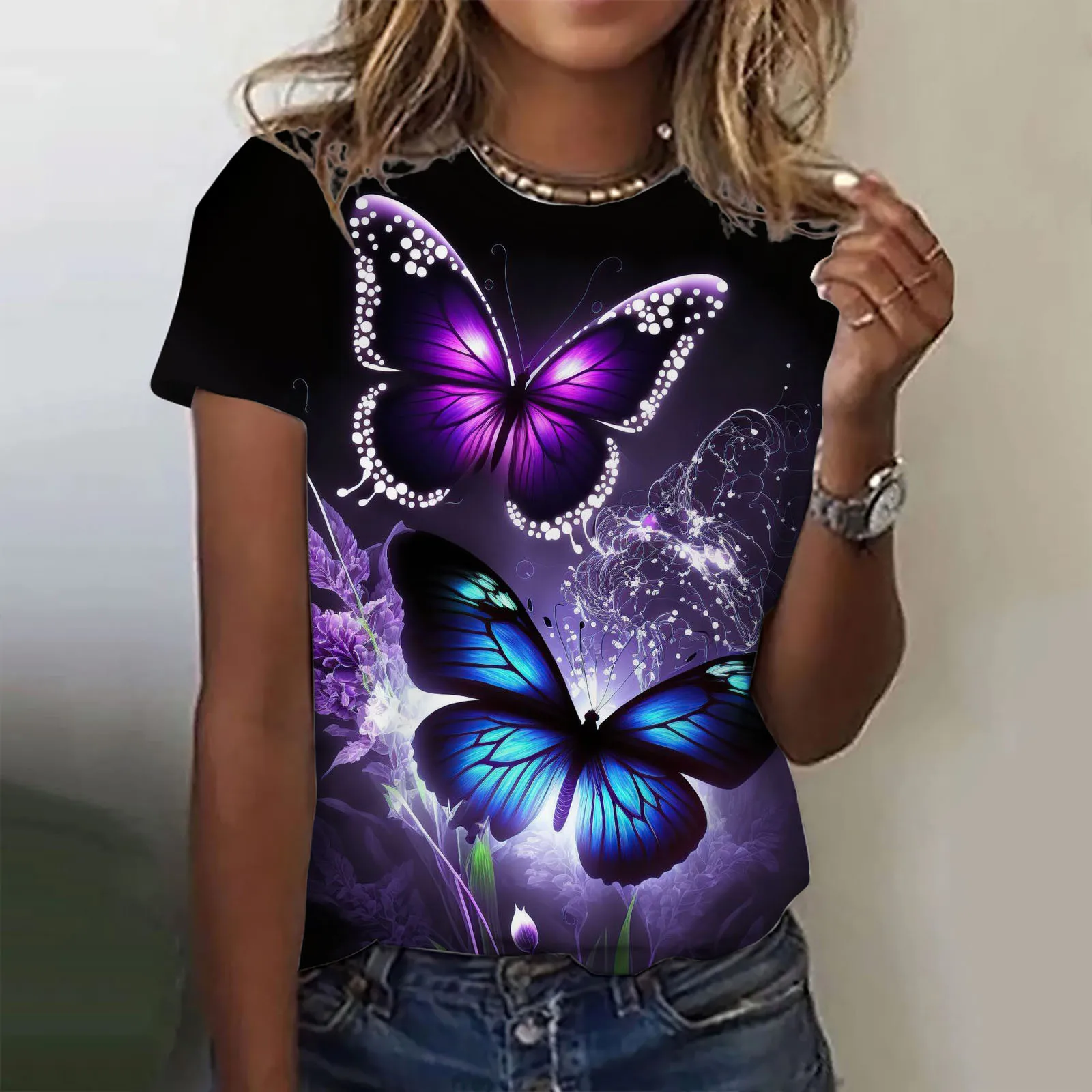 2023 Fashion Woman T Shirt 3D Butterfly Print Crew Neck Short Sleeve Tee Luxury Female T-shirts Oversized Y2k Clothing For Girls
2023 Fashion Woman T Shirt 3D Butterfly Print Crew Neck Short Sleeve Tee Luxury Female T-shirts Oversized Y2k Clothing For Girls