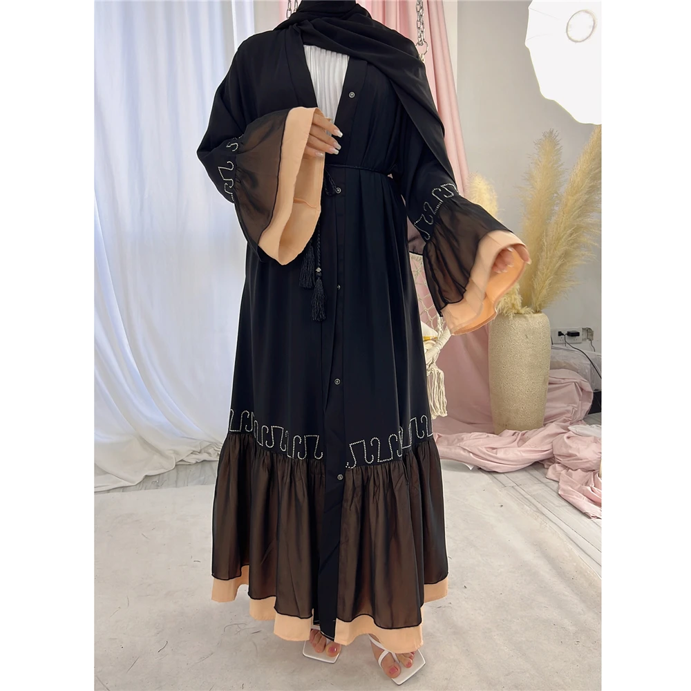 Open Abaya Muslim Elegant Women Lace Diamonds Maxi Dresses Longue Dubai Islamic Arab Kimono Turkey Jalabiya Caftan Robe Clothing
Open Abaya Muslim Elegant Women Lace Diamonds Maxi Dresses Longue Dubai Islamic Arab Kimono Turkey Jalabiya Caftan Robe Clothing