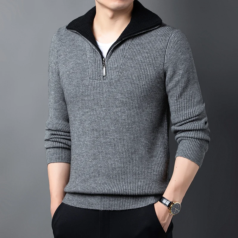 Woolen Sweater Men's 2023 Autumn and Winter New Thickened Warm Lapel High Collar Half Zipper Large Lapel Fashion Casual Sweater
Woolen Sweater Men's 2023 Autumn and Winter New Thickened Warm Lapel High Collar Half Zipper Large Lapel Fashion Casual Sweater