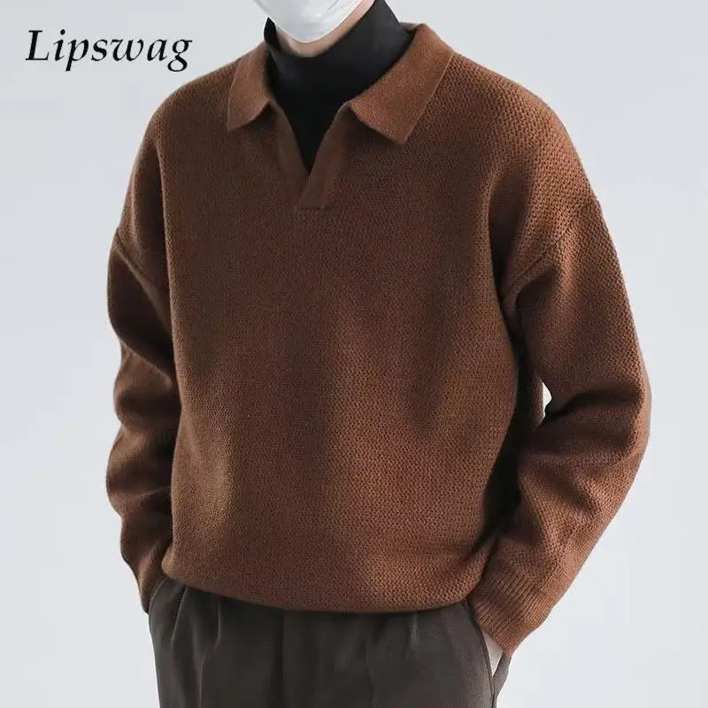Knit Polo Shirts Men Sweater Autumn Winter Warm Thick Knitted Pullover Fashion Mens Clothes Long Sleeve Pure Color Knit Sweaters
Knit Polo Shirts Men Sweater Autumn Winter Warm Thick Knitted Pullover Fashion Mens Clothes Long Sleeve Pure Color Knit Sweaters