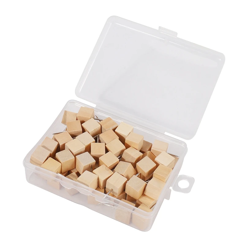 60Pcs Square Wood Decorative Push Pins, Wood Head And Steel Needle Point Thumb Tacks For Photos, Maps And Cork Boards
60Pcs Square Wood Decorative Push Pins, Wood Head And Steel Needle Point Thumb Tacks For Photos, Maps And Cork Boards