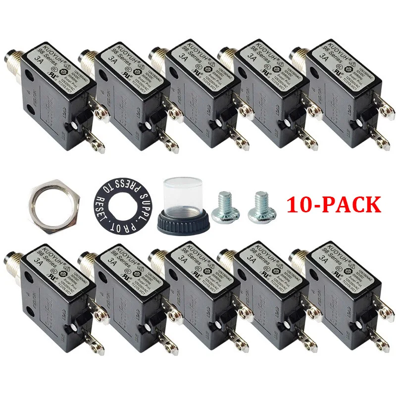 10 SETS Thermal KUOYUH 98 series 20A Manual Reset Thermal Overload protector switch 3A-50A straight pin screw pin Mini Circuit B
10 SETS Thermal KUOYUH 98 series 20A Manual Reset Thermal Overload protector switch 3A-50A straight pin screw pin Mini Circuit B