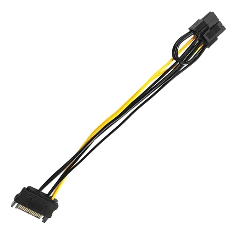 

1 шт. 20 см SATA кабель 15Pin до 8 Pin 18AWG провод для видеокарты 15Pin SATA папа к 8 Pin 6 + 2 Pin PCI-E кабель питания