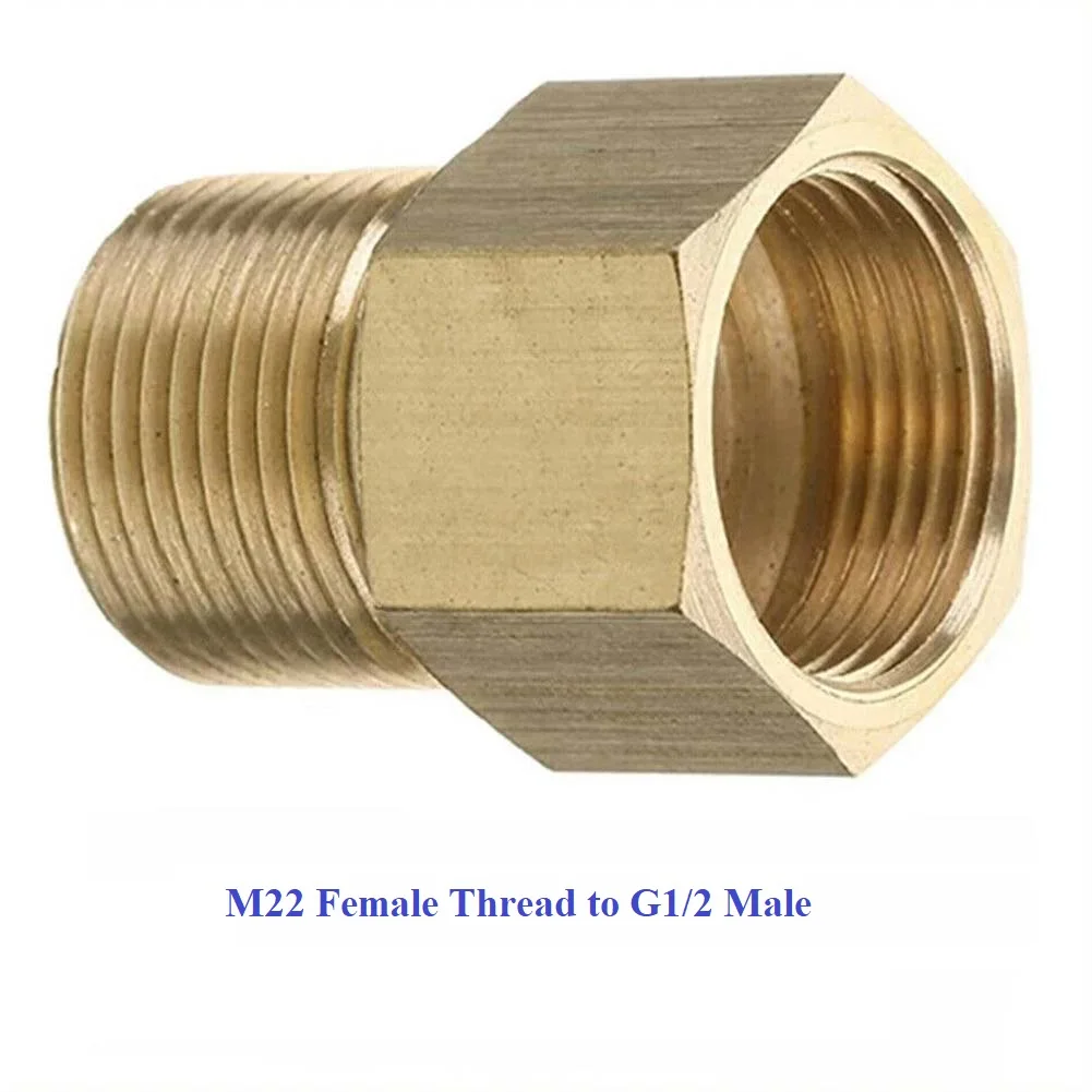 

Pressure Washer Hose Adapter Connector Brass Metric M22 14mm Female Thread To G1/2 Male For Garden Watering Cleaning Accessories