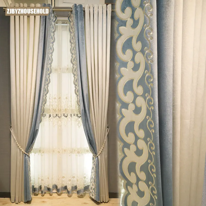 European Style Luxury Curtains for Living Dining Room Bedroomsimple Blue Italian Solid Color Embroidery Elegant French Light
European Style Luxury Curtains for Living Dining Room Bedroomsimple Blue Italian Solid Color Embroidery Elegant French Light