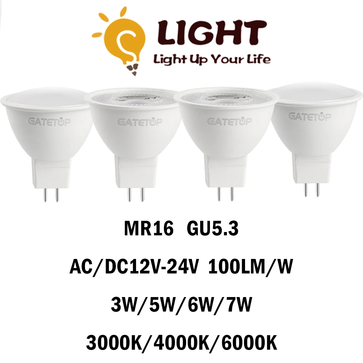 

5-20PCS MR16 LED Spotlight GU5.3 Low Voltage AC/DC12-24V 3/5/6/7W 120/38Degree 3000K-6000K No Flicker High Lumen for Interiors