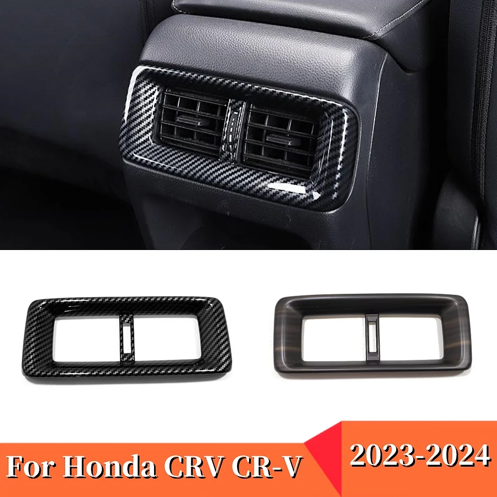 

For Honda CRV CR-V 2023 2024 ABS Wood Grain Carbon Interior Rear Row Air Condition Outlet Vent Frame Cover Trim Car Accessories