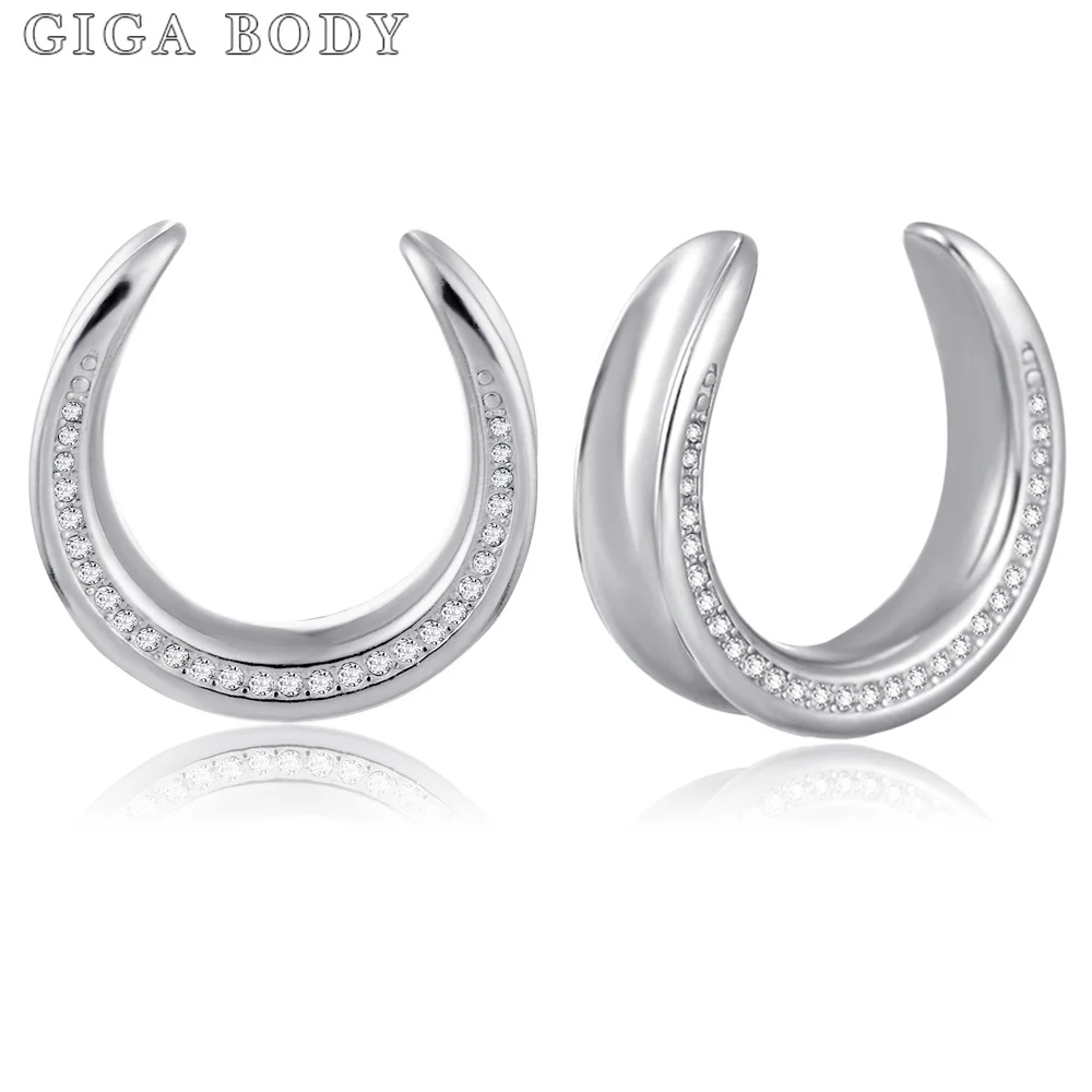 Giga 2 PCs With Crystal Saddle Bow Ear Gauges Elegant Tunnels Piercing Plugs 8mm to 25mm Expander Steel Stretchers Gift
Giga 2 PCs With Crystal Saddle Bow Ear Gauges Elegant Tunnels Piercing Plugs 8mm to 25mm Expander Steel Stretchers Gift