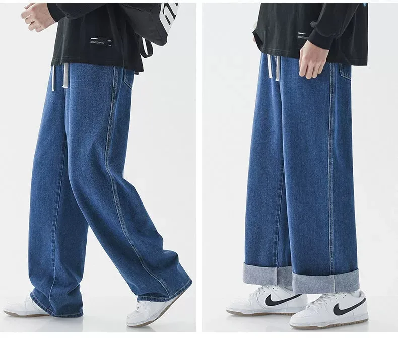 بنطلون جينز رجالي كاجوال واسع الساق بلون أزرق فاتح بتصميم عتيق على الطراز الأمريكي، بنطلون دينيم فضفاض بقصة مستقيمة للمراهقين بنطلون جينز رجالي كاجوال واسع الساق بلون أزرق فاتح بتصميم عتيق على الطراز الأمريكي، بنطلون دينيم فضفاض بقصة مستقيمة للمراهقين
