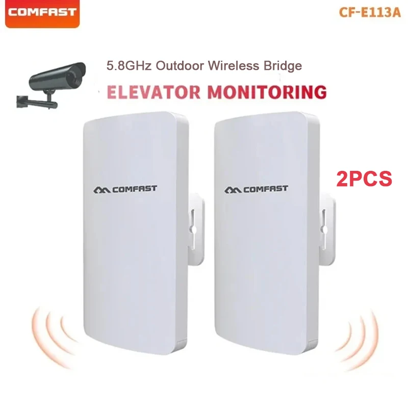 2pcs 300Mbps Outdoor Wireless Bridge 5.8GHz 3KM WIFI Router Extender Access Point CPE For Elevator Monitoring Project CF-E113A
2pcs 300Mbps Outdoor Wireless Bridge 5.8GHz 3KM WIFI Router Extender Access Point CPE For Elevator Monitoring Project CF-E113A