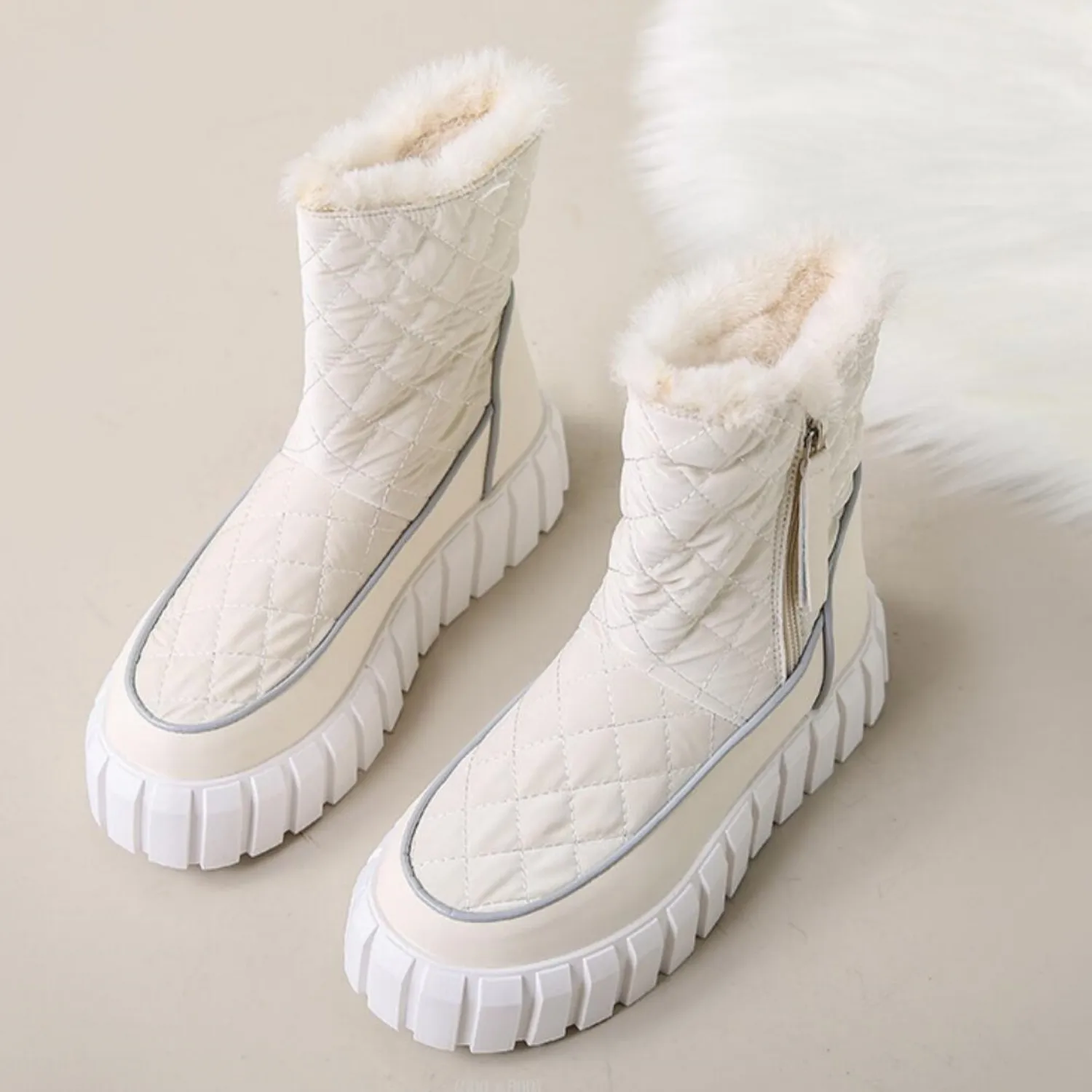 

Winter Women Snow Boots Warm Thick Plush Snow Boots Waterproof Fashion Wedge Platform Mid-Calf Boots Non-Slip Booties Botas Muje
