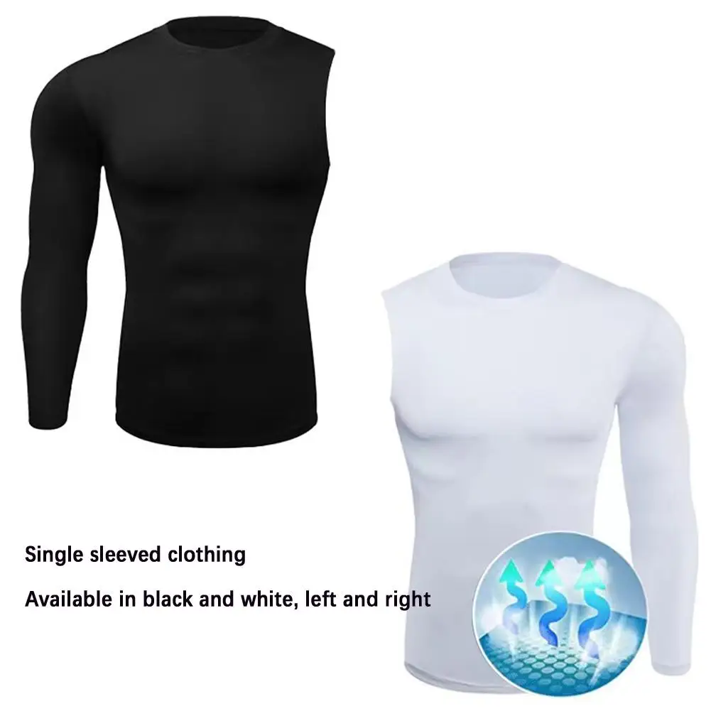 

Men One Arm Long Sleeves T-Shirts Base Layer Basketball Outdoor Sports Tight Clothes Jogger Running Compression Fitness Gym I4I5