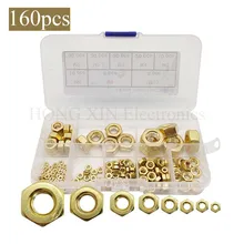 160Pcs Metric M2 M2.5 M3 M4 M5 M6 M8 M10 Solid Brass Copper Hexagon Hex Nuts Assortment Kit
160Pcs Metric M2 M2.5 M3 M4 M5 M6 M8 M10 Solid Brass Copper Hexagon Hex Nuts Assortment Kit