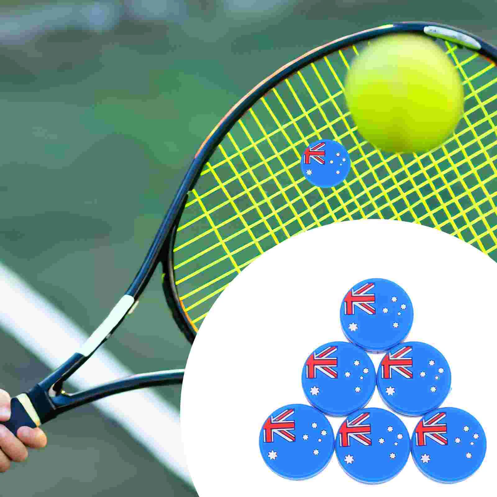 

6 Pcs Tennis Racket Shock Absorber US Flags Shocking Silicone Dampeners Silica Gel National Pattern Absorbers Vibration Racquet