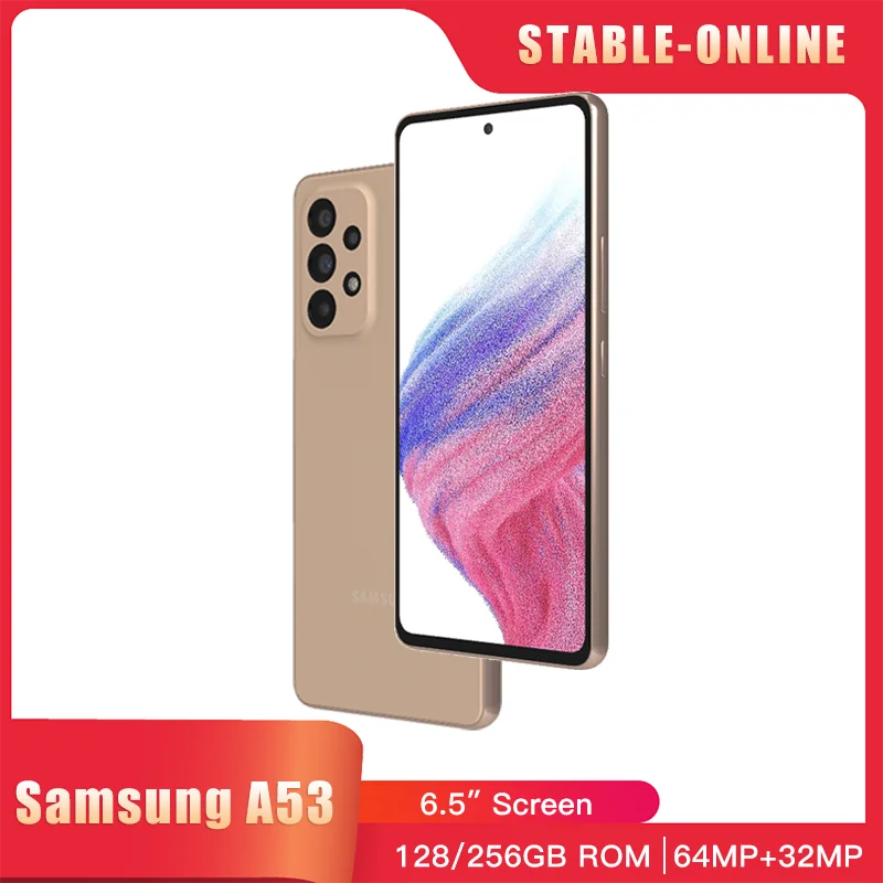 

Original Samsung Galaxy A53 A536B A536E 5G Mobile Phone Dual SIM 6.5" 128GB/256GB ROM Quad Camera Octa-Core Android SmartPhone