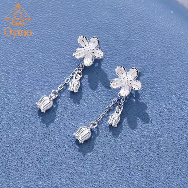 Oyino NEW S999 silver earrings flower tassel light luxury niche design sense temperament Suzuran anti-allergy earrings for women
Oyino NEW S999 silver earrings flower tassel light luxury niche design sense temperament Suzuran anti-allergy earrings for women