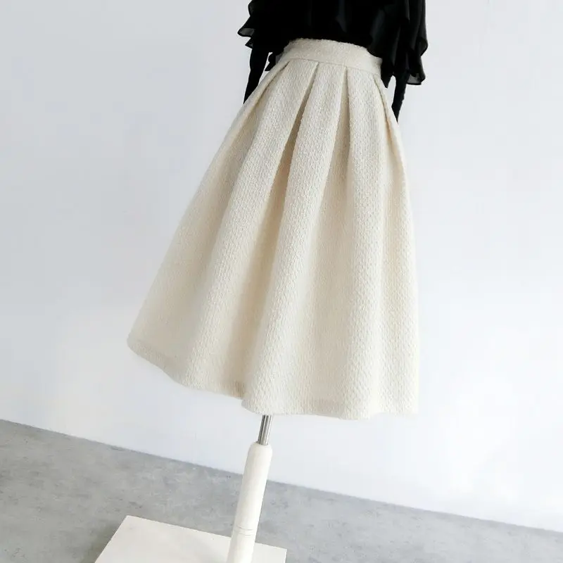 

French Style Design Skirt for Women Spring Commuter Sense Mid-length Slim High-waisted A-line Skirt for Female Tutu F115