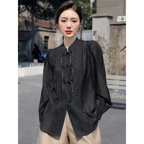 2024 chinese loose long sleeve shirt Women's spring autumn new design temperament blouse Chinoiserie button up stand collar top
2024 chinese loose long sleeve shirt Women's spring autumn new design temperament blouse Chinoiserie button up stand collar top