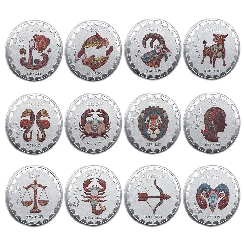 Twelve Constellation Coins, European and American Lucky Challenge Coins, Metal Craft Emblems, Party Gifts, and Gifts 
Twelve Constellation Coins, European and American Lucky Challenge Coins, Metal Craft Emblems, Party Gifts, and Gifts