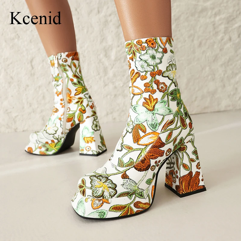 Kcenid Sexy Ankle Boots For Women Spring Autumn Colorful Flower Pattern High Heels Women Boots Round Toe Platform Party Shoes
Kcenid Sexy Ankle Boots For Women Spring Autumn Colorful Flower Pattern High Heels Women Boots Round Toe Platform Party Shoes