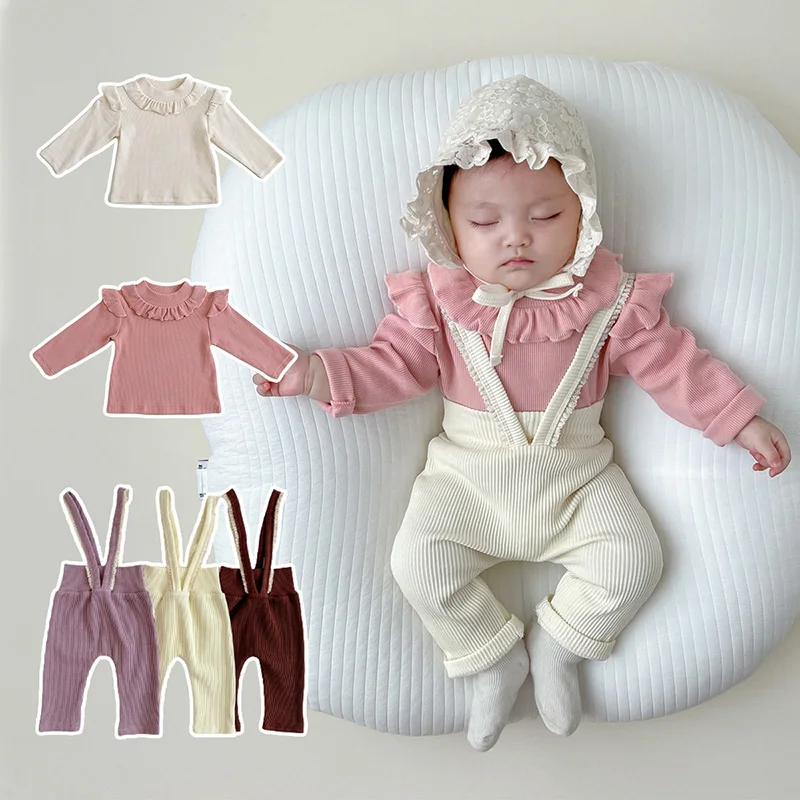 Newborn Baby Girls Clothing Suit Long Sleeved Solid Color T-shirt Lace Overalls Toddler Baby Girl Clothes Set For Spring Autumn
Newborn Baby Girls Clothing Suit Long Sleeved Solid Color T-shirt Lace Overalls Toddler Baby Girl Clothes Set For Spring Autumn