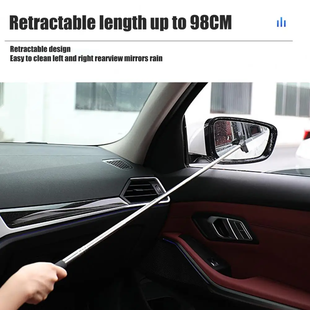 

Soft Brush Head Car Scraper Telescopic Car Side Mirror Squeegee Cleaner with Long Handle Natural Rubber Wiper for Auto Rearview