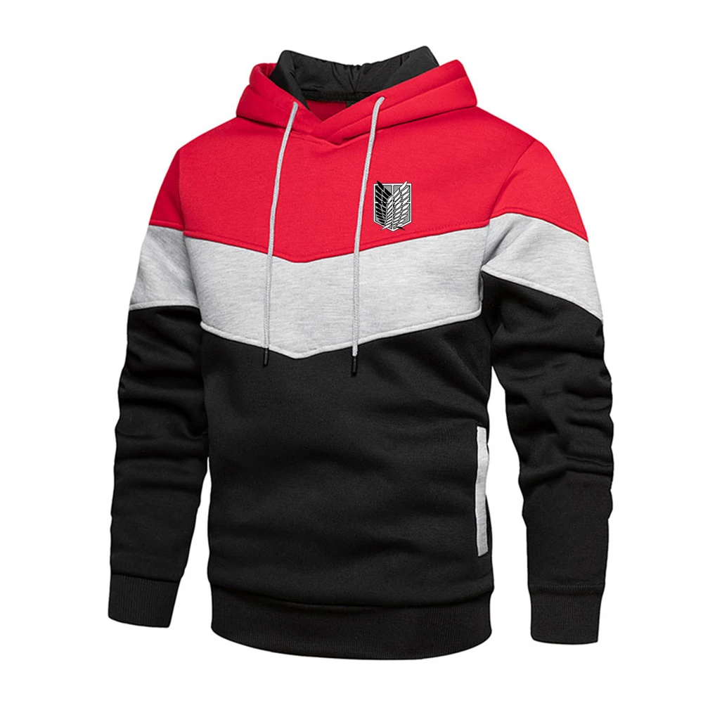 2023 Fashion Attack On Titan Logo Print Men's Casual Tricolor Patchwork Hooded Pullover Spring Autumn New Cotton Popular Hoodies
2023 Fashion Attack On Titan Logo Print Men's Casual Tricolor Patchwork Hooded Pullover Spring Autumn New Cotton Popular Hoodies