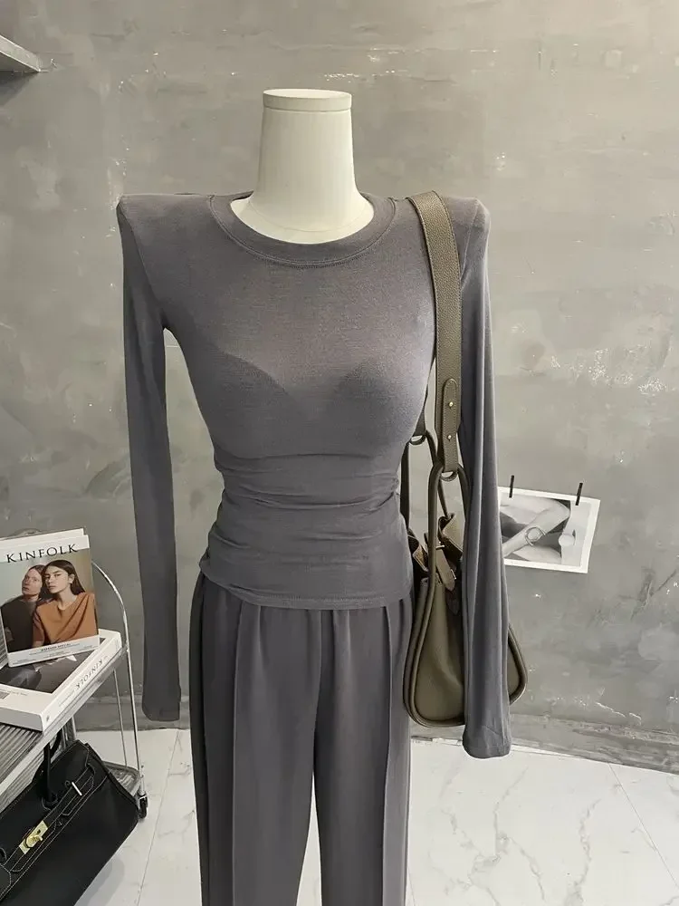 Wholesale Shoulder Pad Sexy Base Slim T Shirts Women Autumn High Strecth Microtransparent Top Long Sleeve O Neck Solid T Shirt
Wholesale Shoulder Pad Sexy Base Slim T Shirts Women Autumn High Strecth Microtransparent Top Long Sleeve O Neck Solid T Shirt